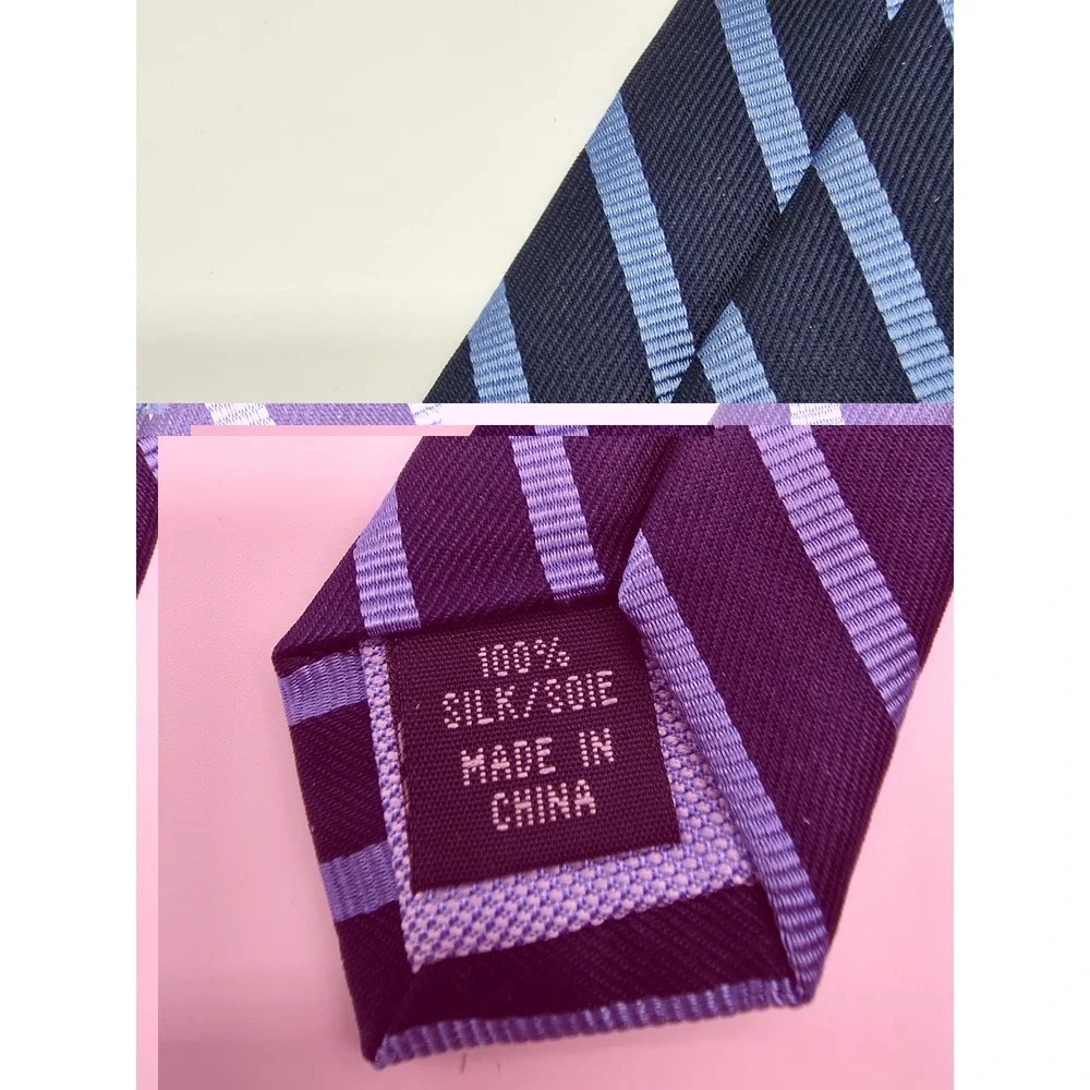 Tommy Hilfiger 100% Silk Necktie Striped Blue Tie 57